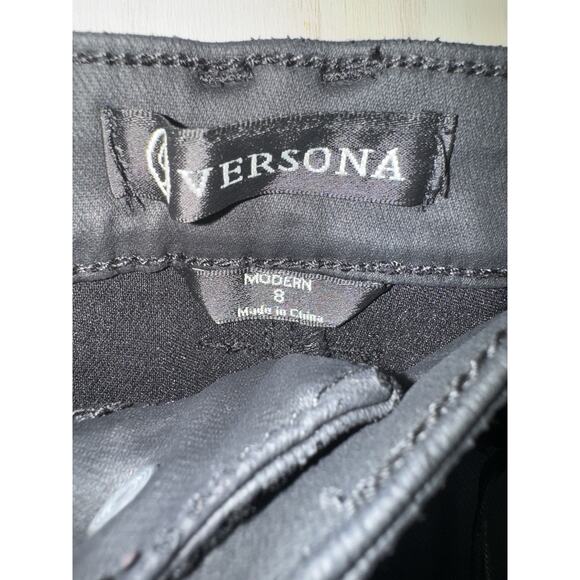 Womens Sz 8 Wax Coated Jeans Mid Rise Black Skinny Versona NWT Dressy Casual - Picture 6 of 9